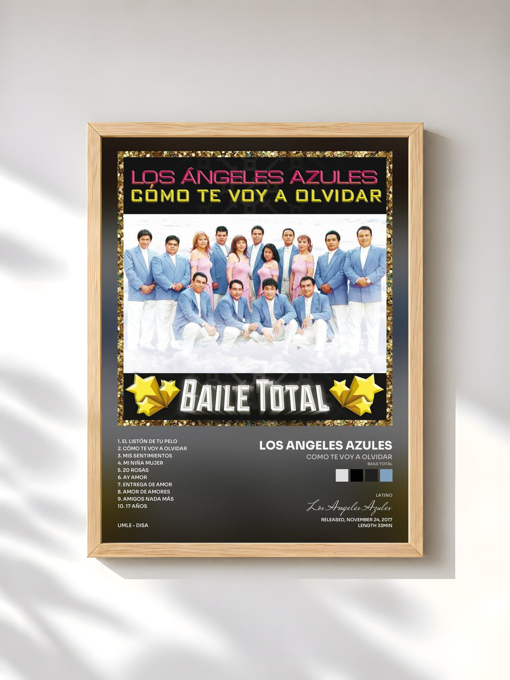#bois Tableau de l'album Como Te Voy A Olvidar (Baile Total) de Los Angeles Azules, cadre en bois brut, imprimé et encadré en France
