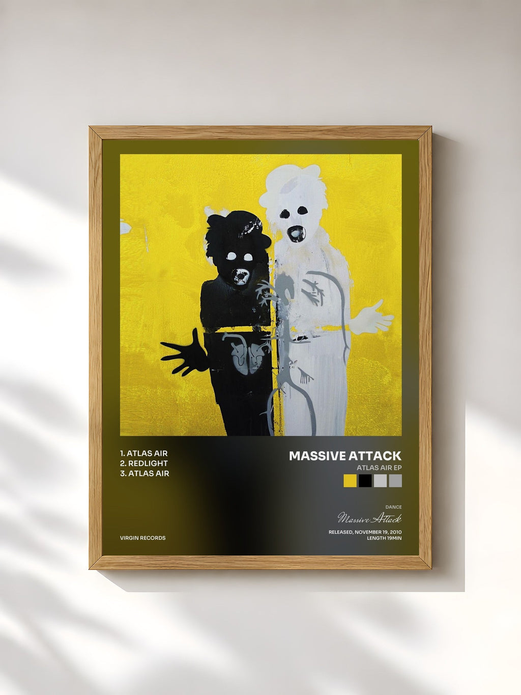 #bois Tableau de l'album Atlas Air EP de Massive Attack, cadre en bois brut, imprimé et encadré en France