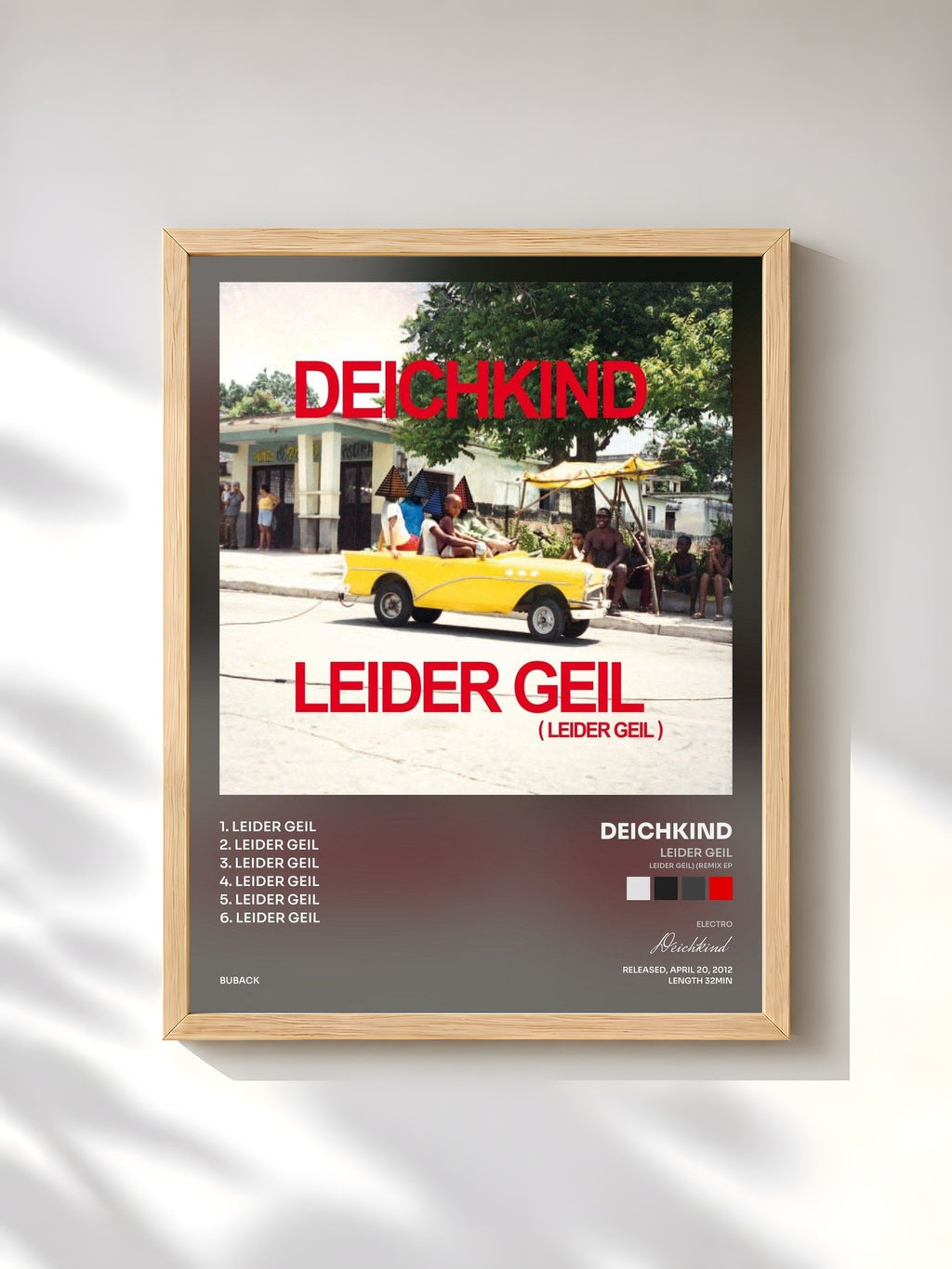 #bois Tableau de l'album Leider geil (Leider geil) (Remix EP) de Deichkind, cadre en bois brut, imprimé et encadré en France