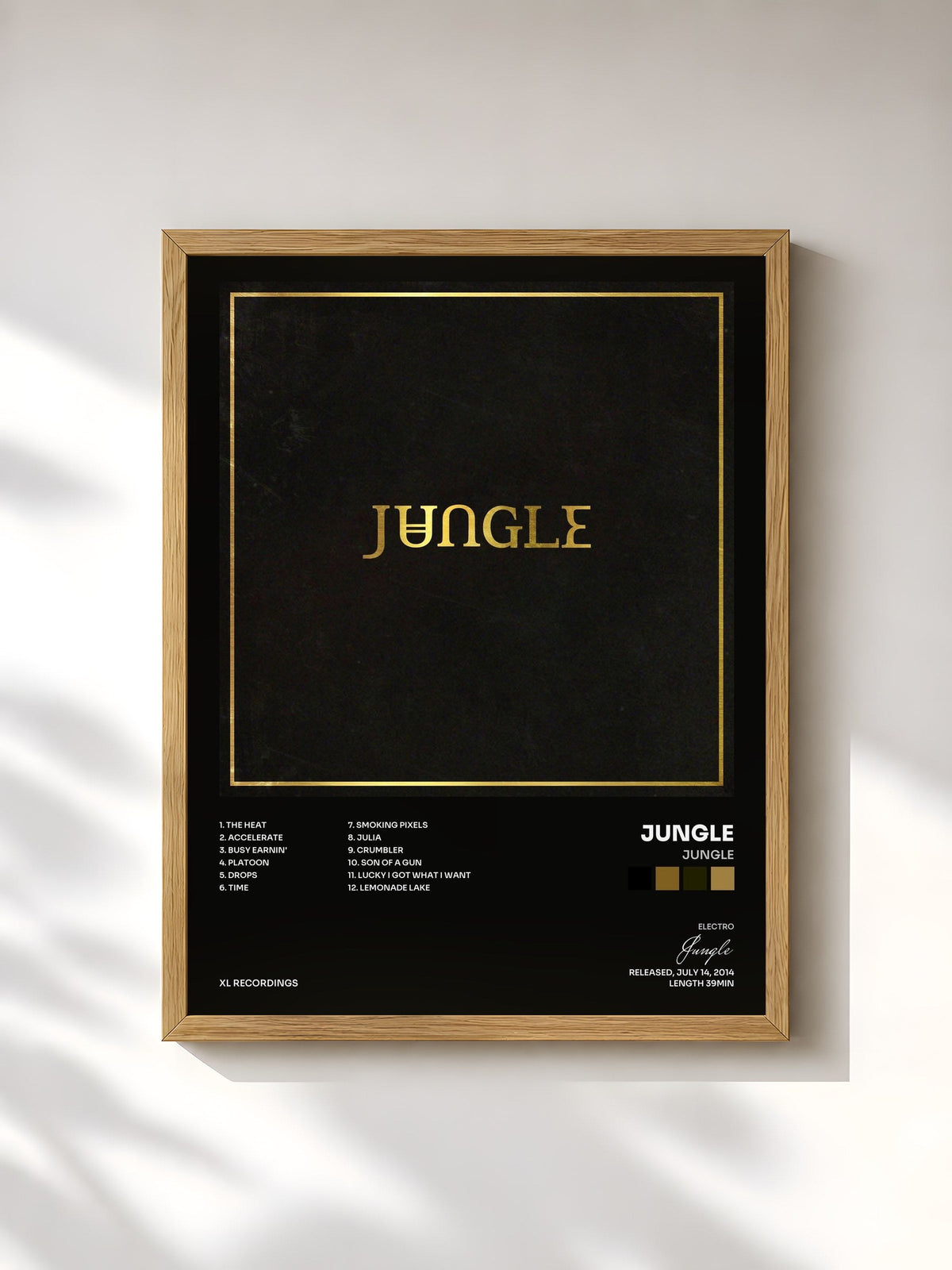 #bois Tableau de l'album Jungle de Jungle, cadre en bois brut, imprimé et encadré en France