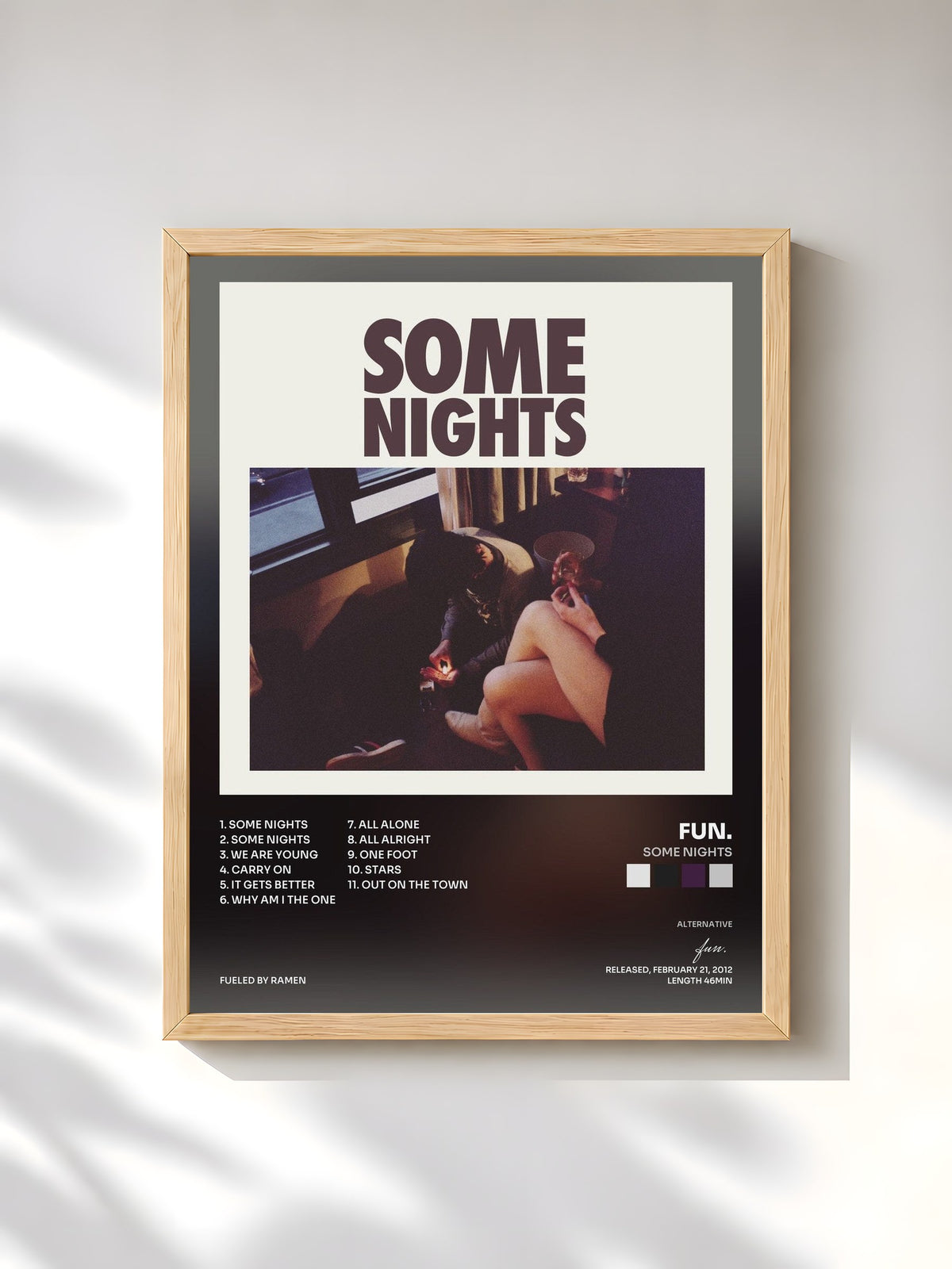 #bois Tableau de l'album Some Nights de fun., cadre en bois brut, imprimé et encadré en France