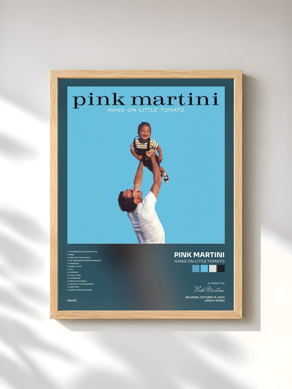 #bois Tableau de l'album Hang on Little Tomato de Pink Martini, cadre en bois brut, imprimé et encadré en France