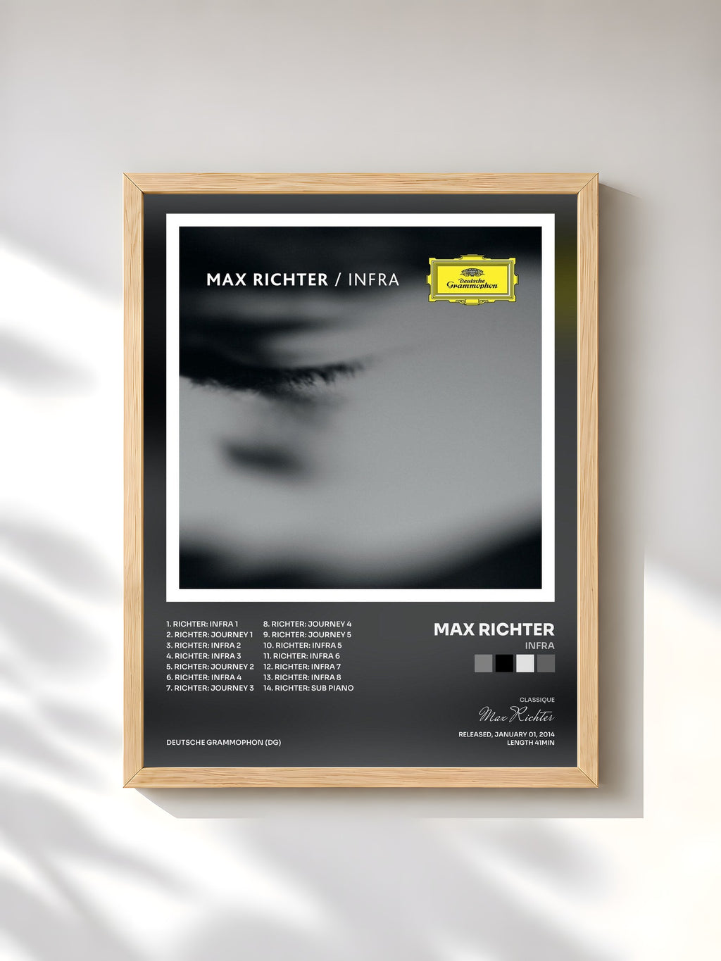 #bois Tableau de l'album Infra de Max Richter, cadre en bois brut, imprimé et encadré en France