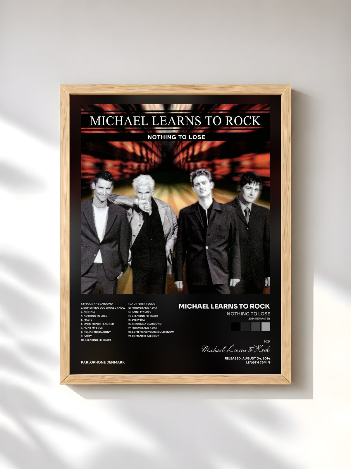 #bois Tableau de l'album Nothing to Lose (2014 Remaster) de Michael Learns to Rock, cadre en bois brut, imprimé et encadré en France