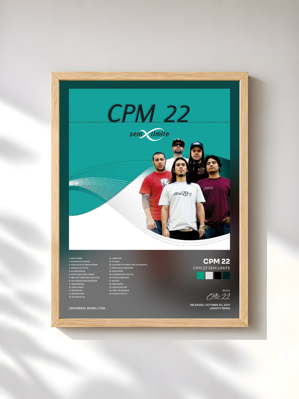 #bois Tableau de l'album CPM 22 Sem Limite de CPM 22, cadre en bois brut, imprimé et encadré en France