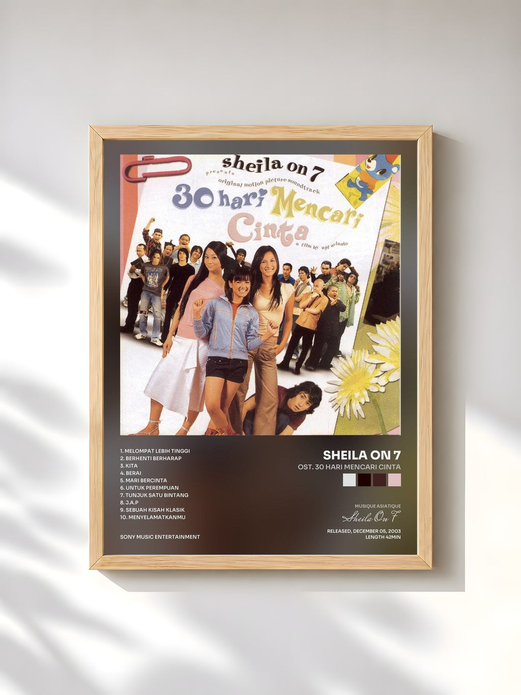 #bois Tableau de l'album OST. 30 Hari Mencari Cinta de Sheila On 7, cadre en bois brut, imprimé et encadré en France