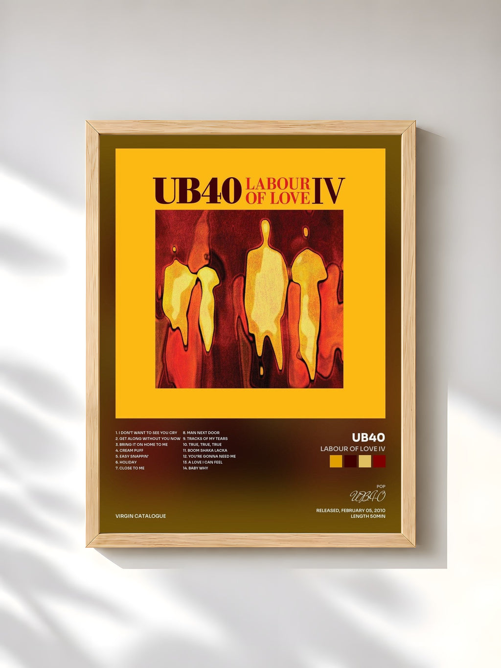 #bois Tableau de l'album Labour Of Love IV de UB40, cadre en bois brut, imprimé et encadré en France