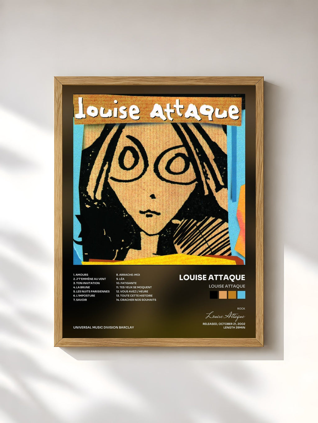 #bois Tableau de l'album Louise Attaque de Louise Attaque, cadre en bois brut, imprimé et encadré en France
