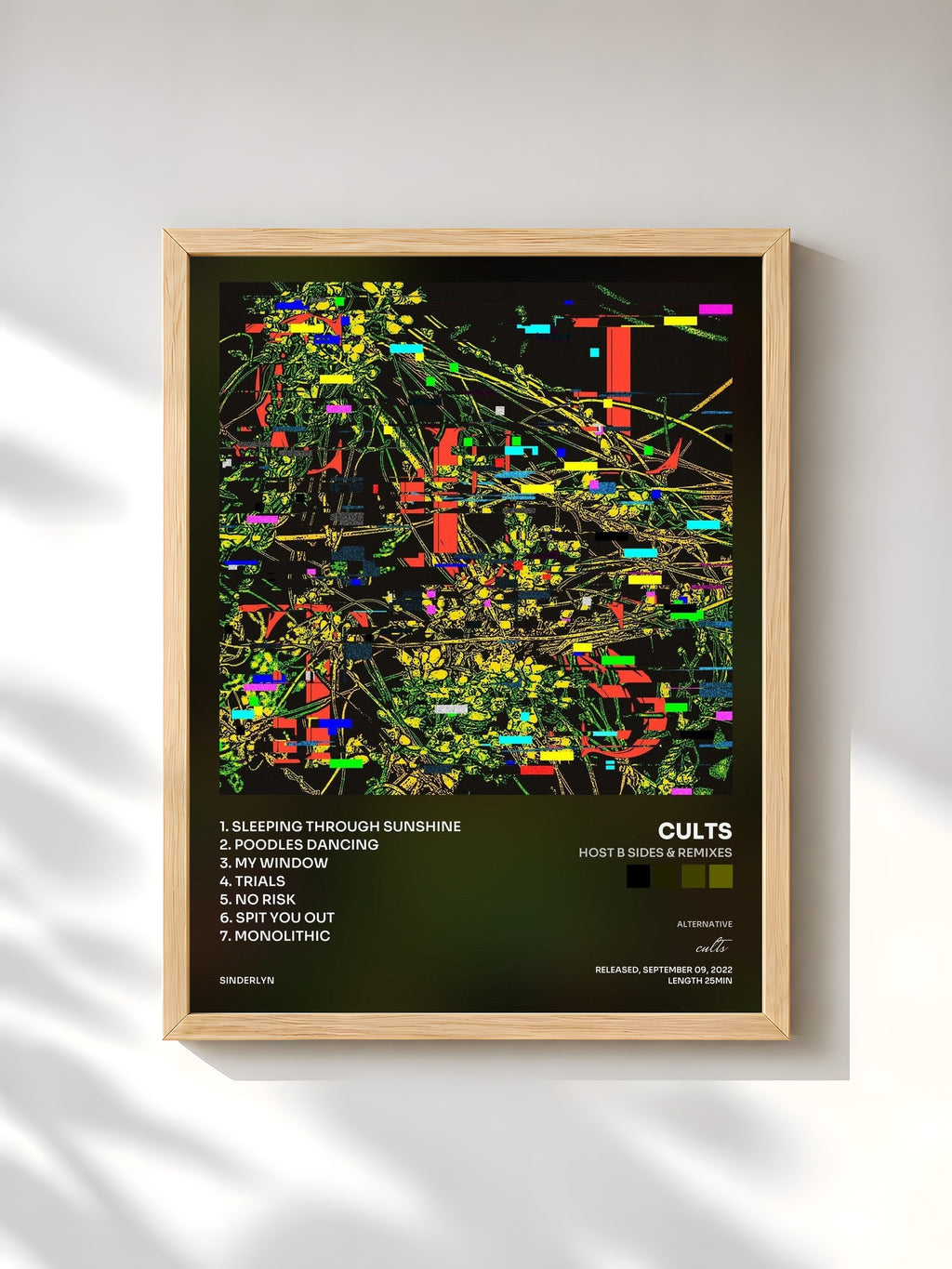 #bois Tableau de l'album Host B Sides & Remixes de cults, cadre en bois brut, imprimé et encadré en France