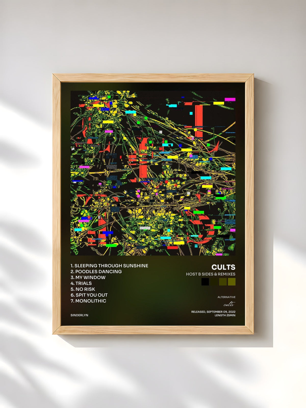 #bois Tableau de l'album Host B Sides & Remixes de cults, cadre en bois brut, imprimé et encadré en France