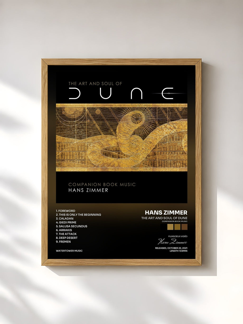 #bois Tableau de l'album The Art and Soul of Dune (Companion Book Music) de Hans Zimmer, cadre en bois brut, imprimé et encadré en France