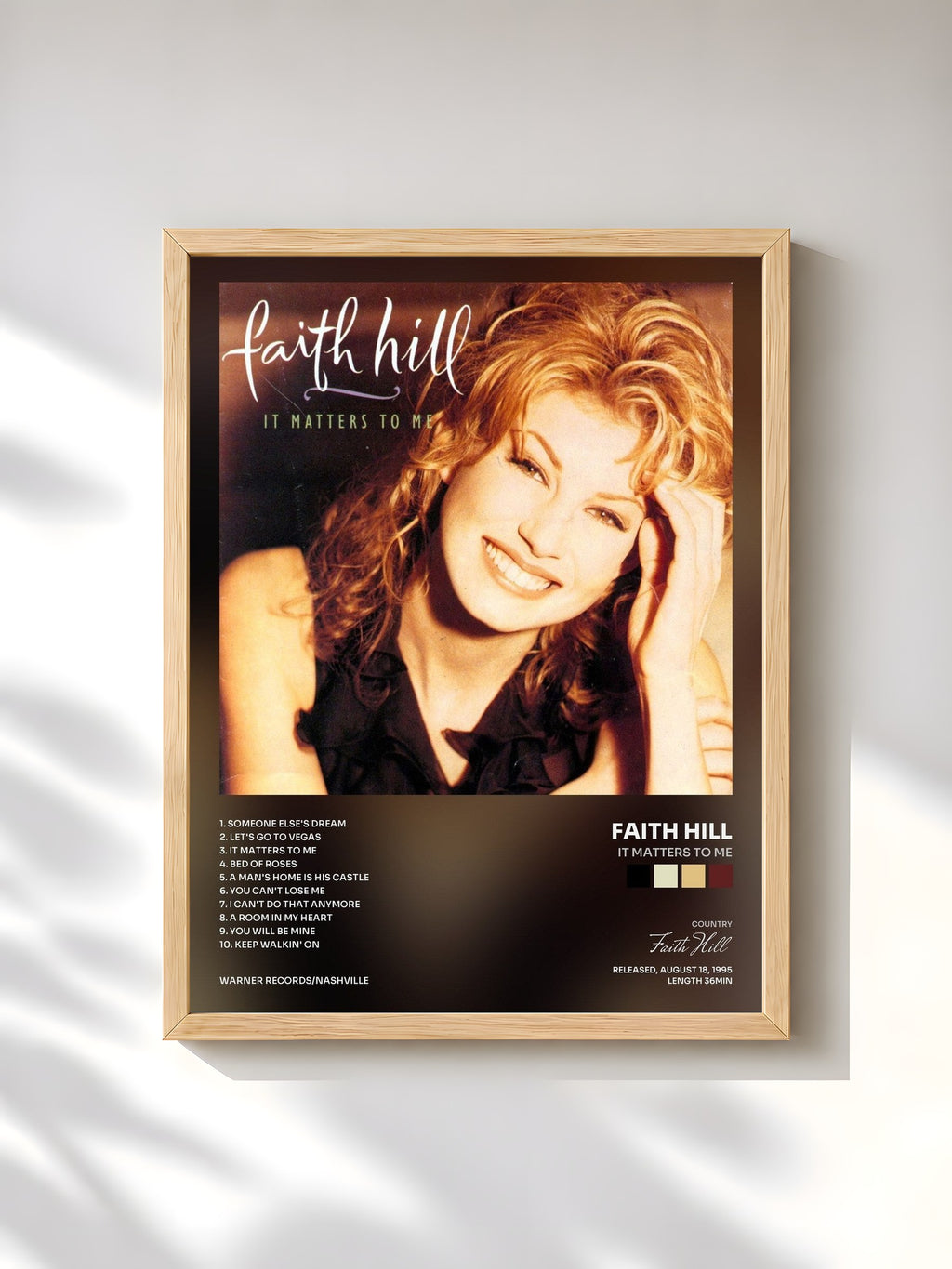 #bois Tableau de l'album It Matters to Me de Faith Hill, cadre en bois brut, imprimé et encadré en France