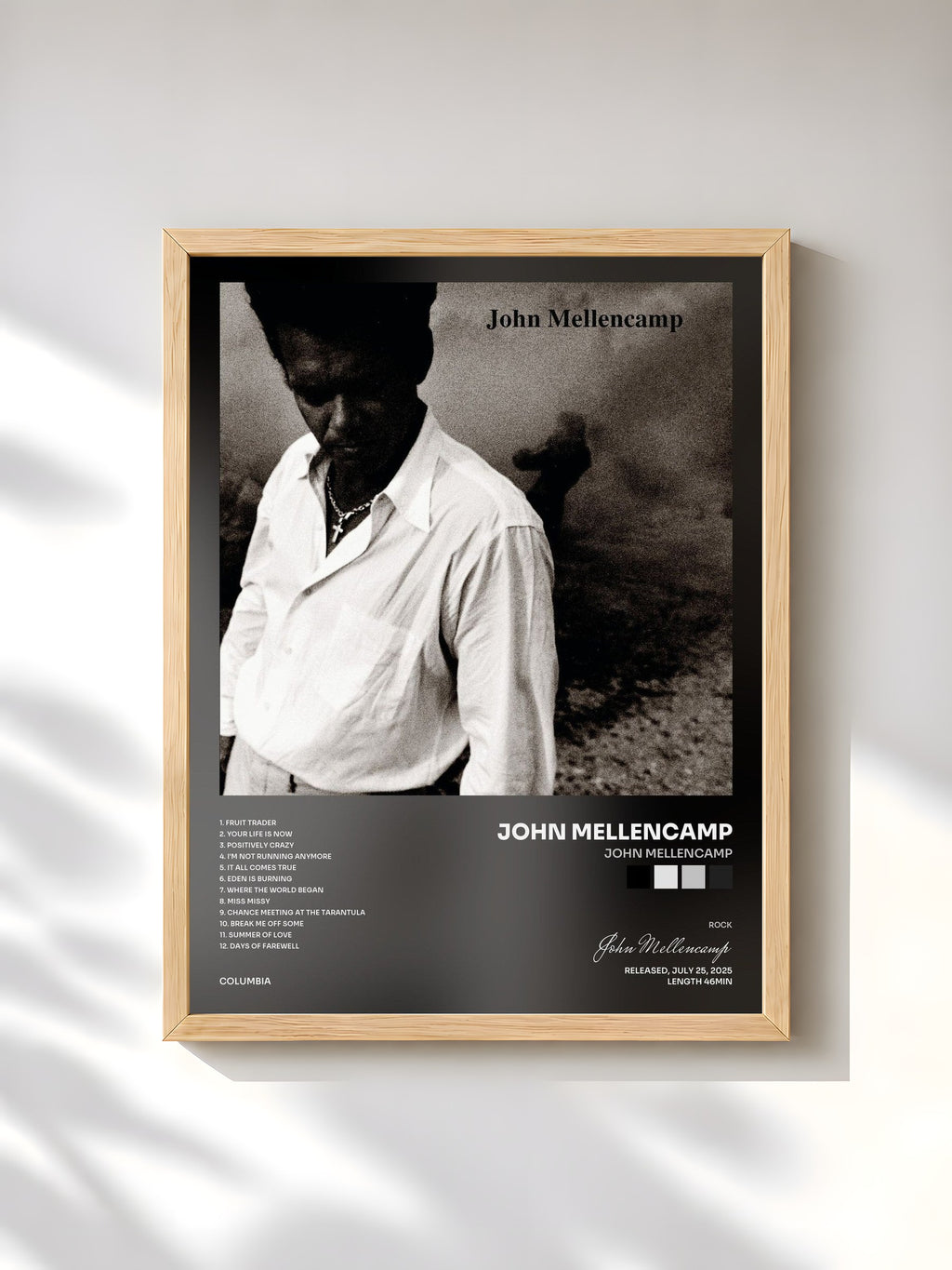 #bois Tableau de l'album John Mellencamp de John Mellencamp, cadre en bois brut, imprimé et encadré en France