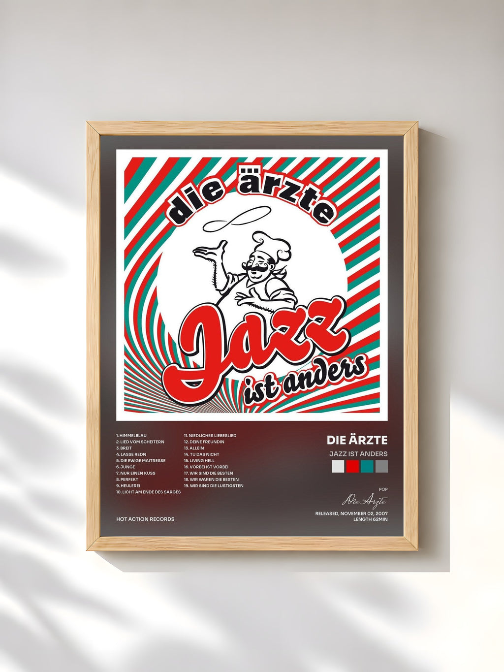 #bois Tableau de l'album Jazz ist anders de Die Ärzte, cadre en bois brut, imprimé et encadré en France