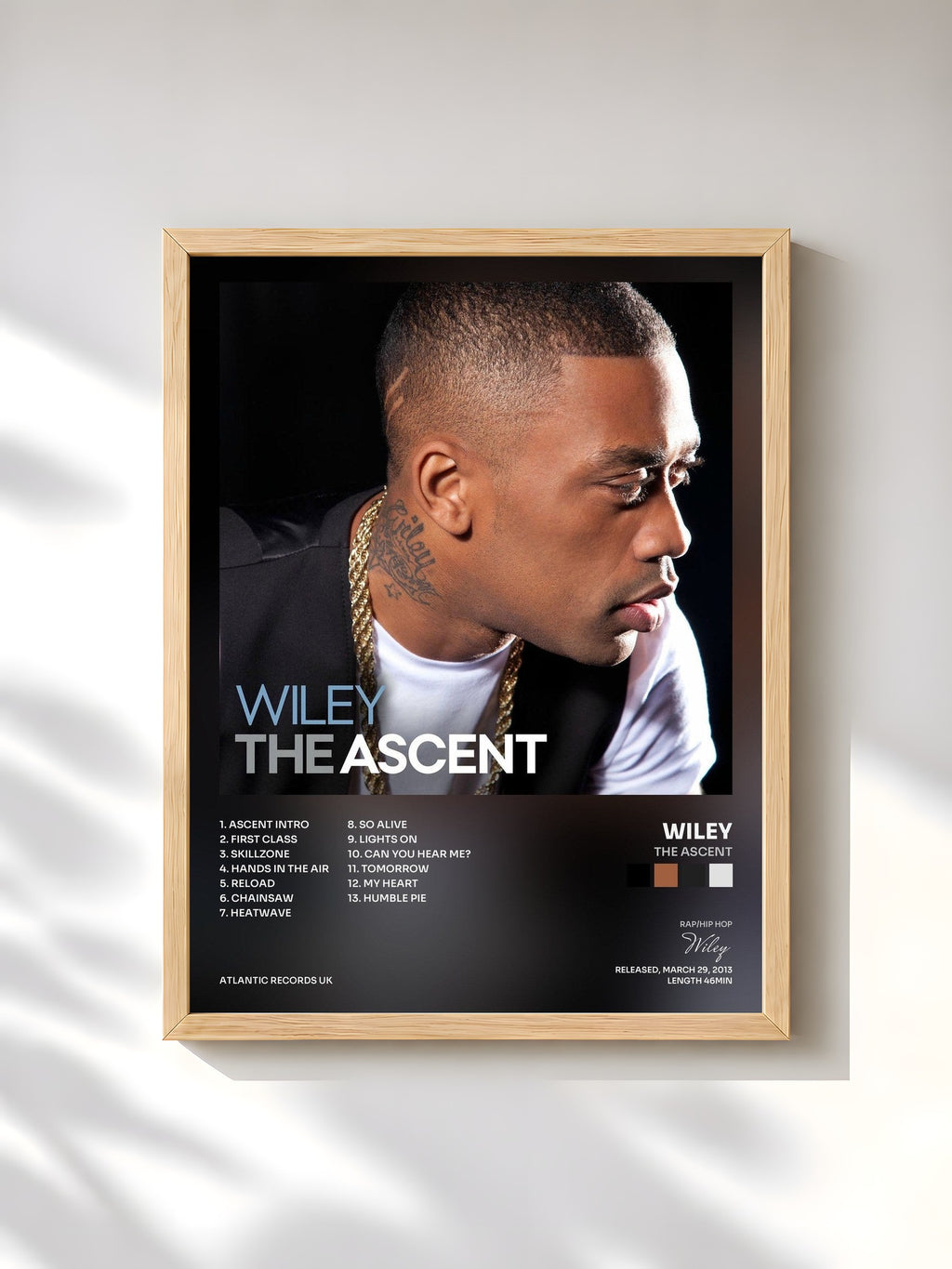 #bois Tableau de l'album The Ascent de Wiley, cadre en bois brut, imprimé et encadré en France