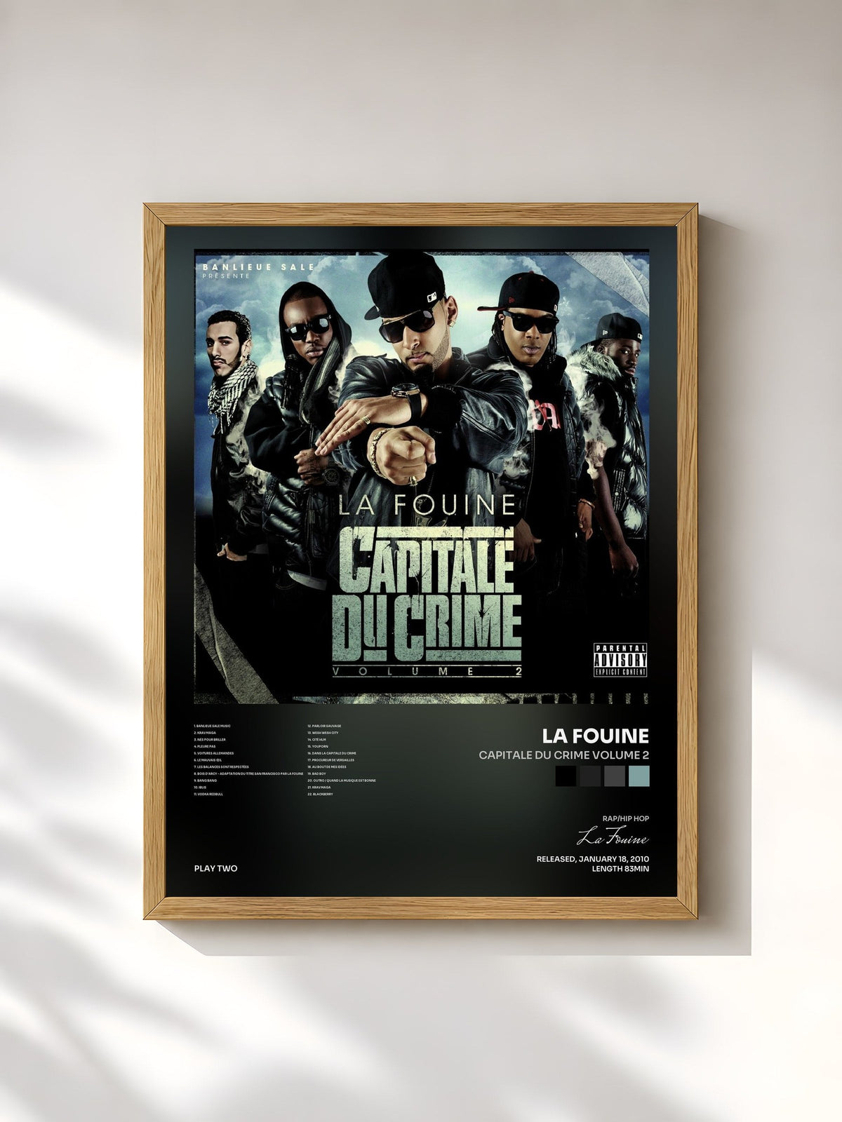 #bois Tableau de l'album Capitale Du Crime Volume 2 de La Fouine, cadre en bois brut, imprimé et encadré en France