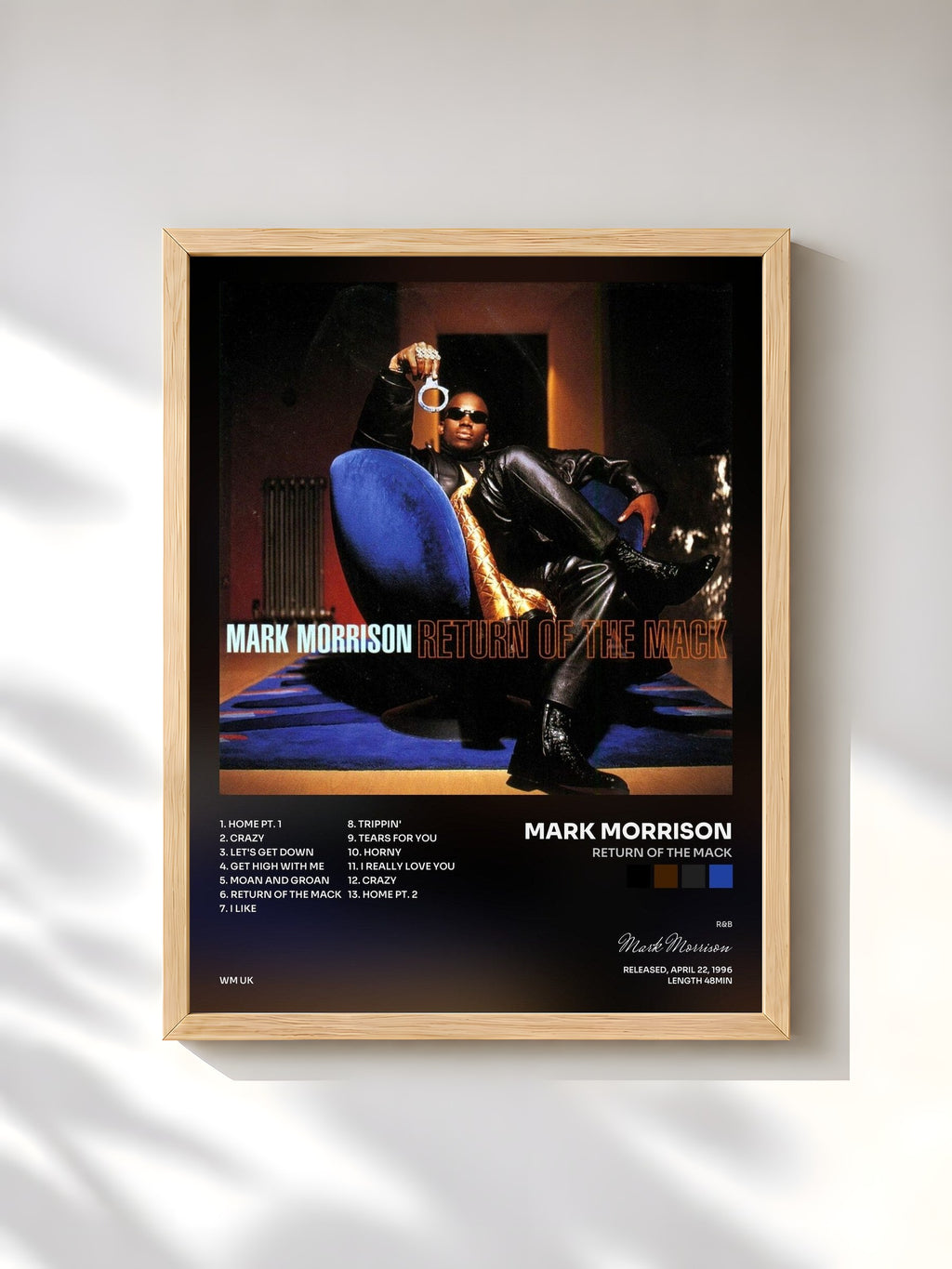 #bois Tableau de l'album Return of the Mack de Mark Morrison, cadre en bois brut, imprimé et encadré en France