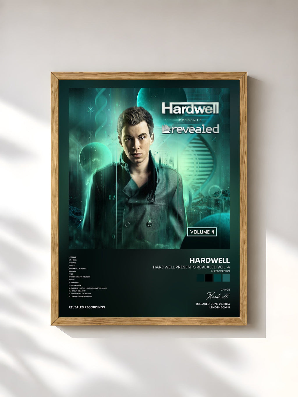#bois Tableau de l'album Hardwell Presents Revealed Vol. 4 (Mixed Version) de Hardwell, cadre en bois brut, imprimé et encadré en France