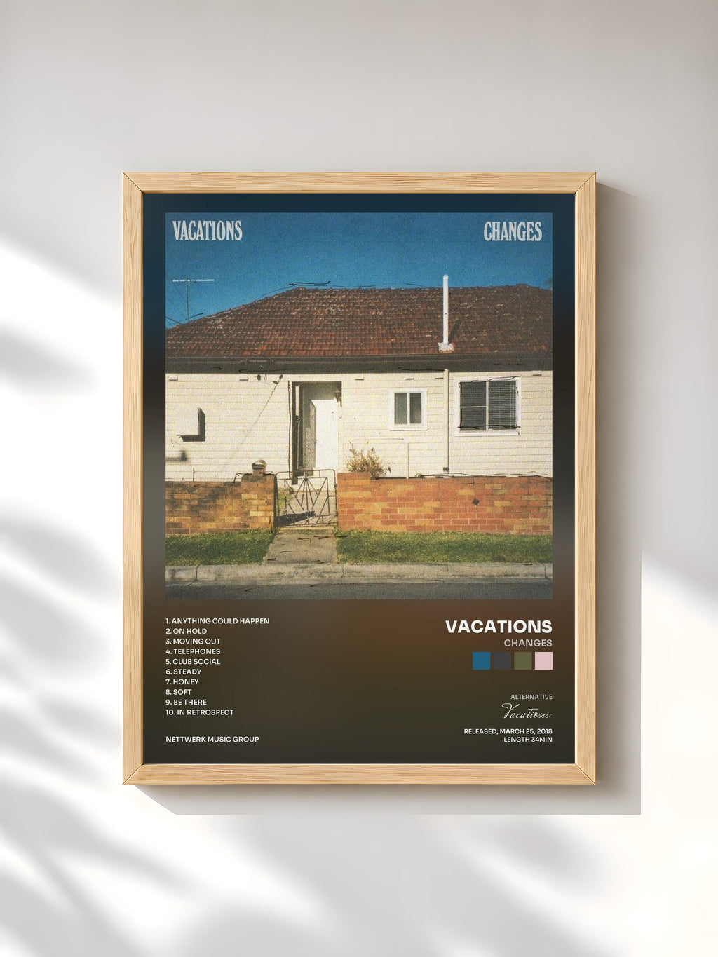 #bois Tableau de l'album Changes de Vacations, cadre en bois brut, imprimé et encadré en France