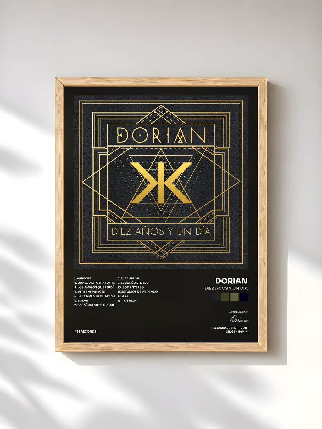 #bois Tableau de l'album Diez Años y un Día de Dorian, cadre en bois brut, imprimé et encadré en France