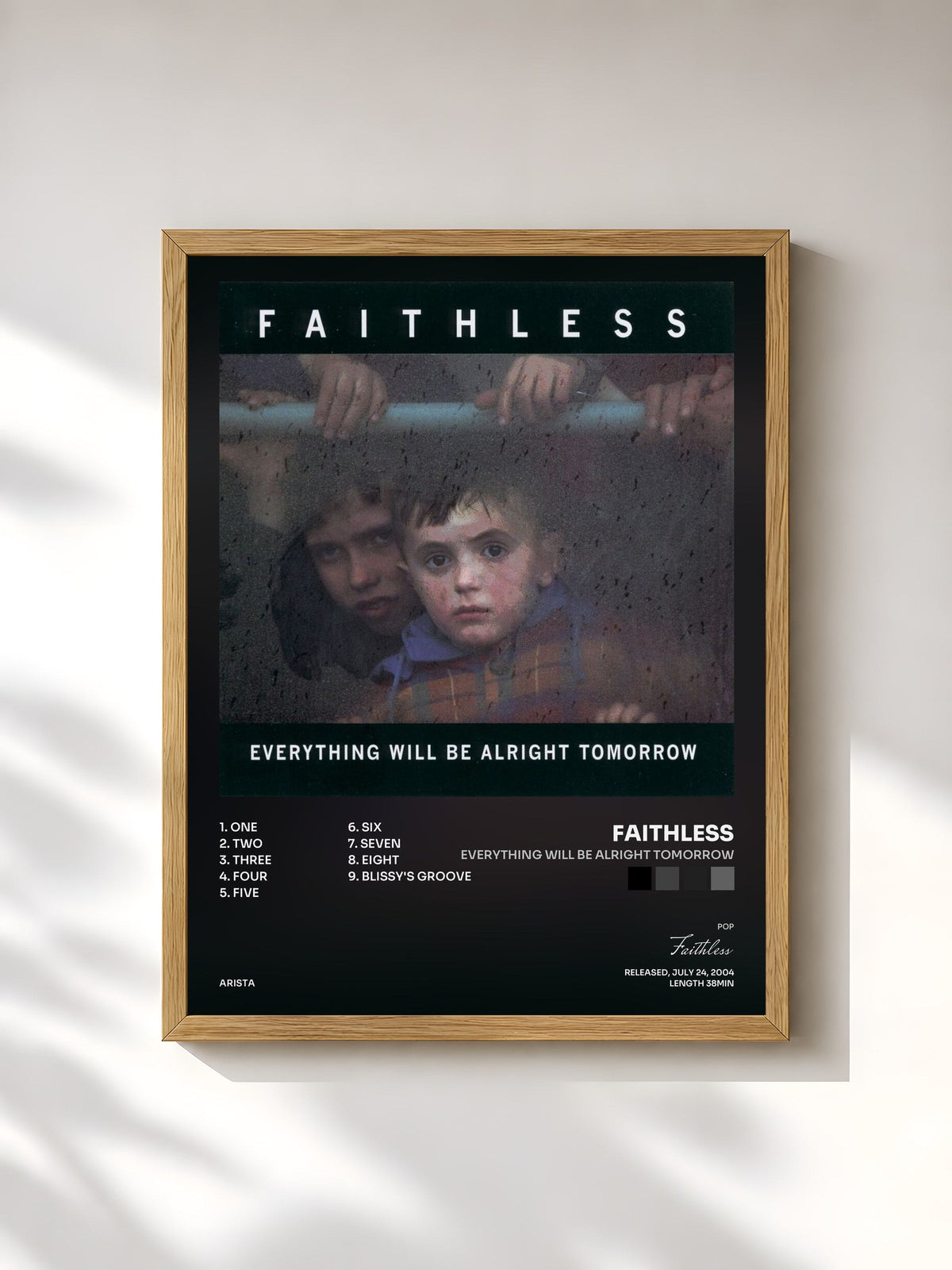 #bois Tableau de l'album Everything Will Be Alright Tomorrow de Faithless, cadre en bois brut, imprimé et encadré en France