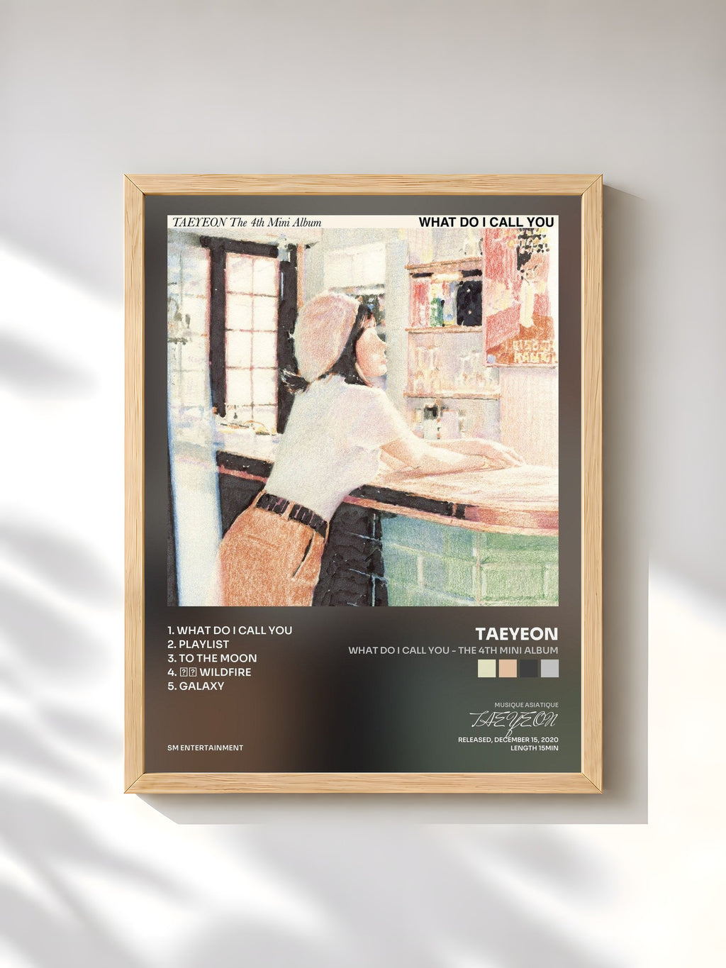 #bois Tableau de l'album What Do I Call You - The 4th Mini Album de TAEYEON, cadre en bois brut, imprimé et encadré en France