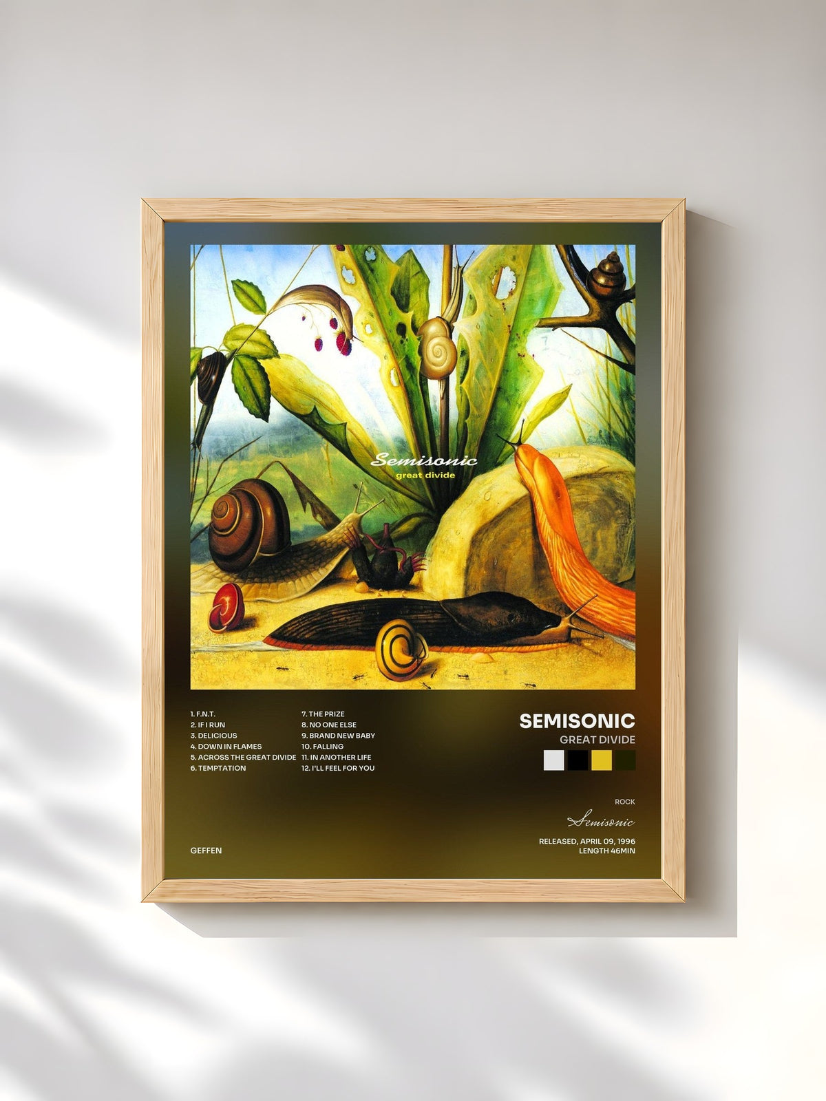 #bois Tableau de l'album Great Divide de Semisonic, cadre en bois brut, imprimé et encadré en France