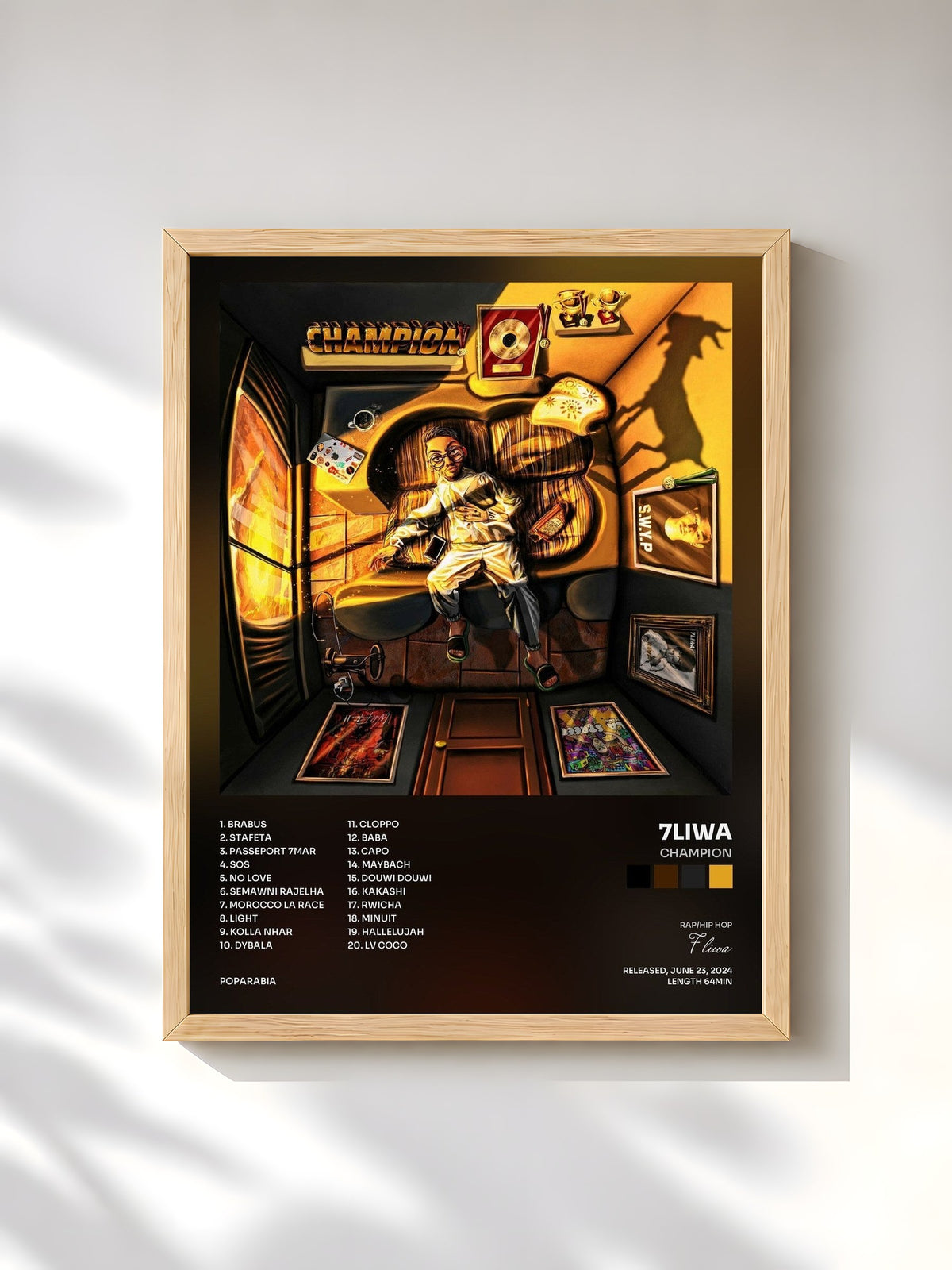 #bois Tableau de l'album Champion de 7liwa, cadre en bois brut, imprimé et encadré en France