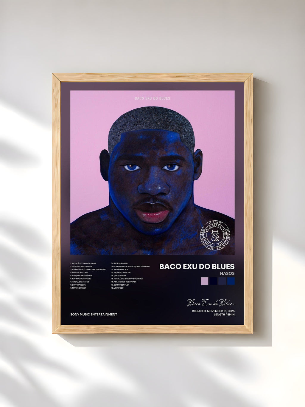 #bois Tableau de l'album HASOS de Baco Exu do Blues, cadre en bois brut, imprimé et encadré en France