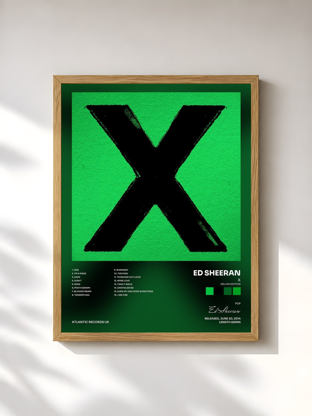 #bois Tableau de l'album x (Deluxe Edition) de Ed Sheeran, cadre en bois brut, imprimé et encadré en France
