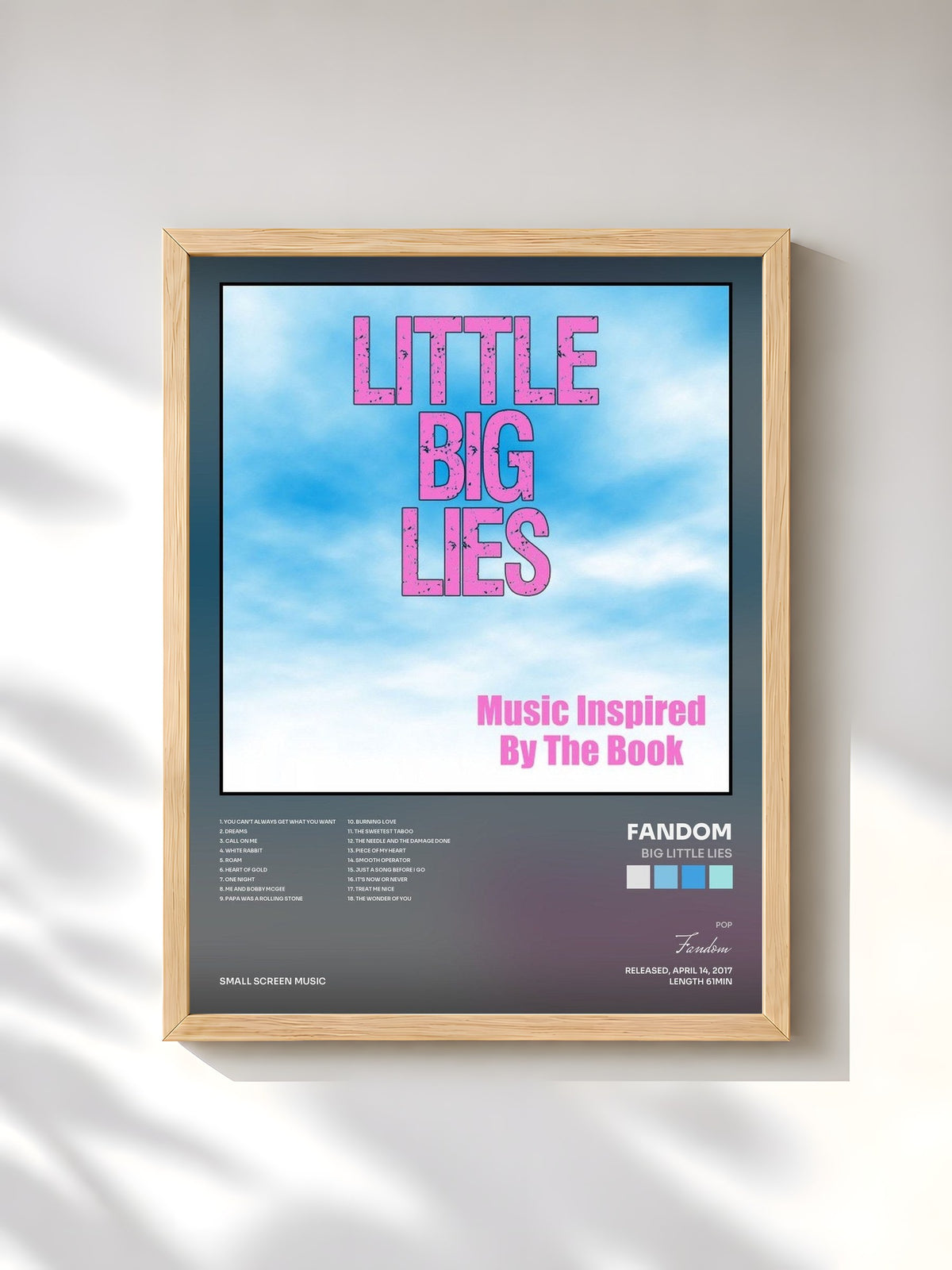 #bois Tableau de l'album Big Little Lies de Fandom, cadre en bois brut, imprimé et encadré en France