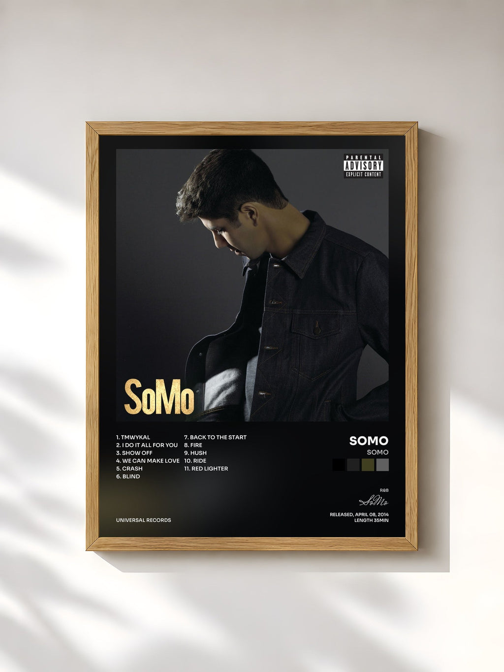 #bois Tableau de l'album SoMo de SoMo, cadre en bois brut, imprimé et encadré en France
