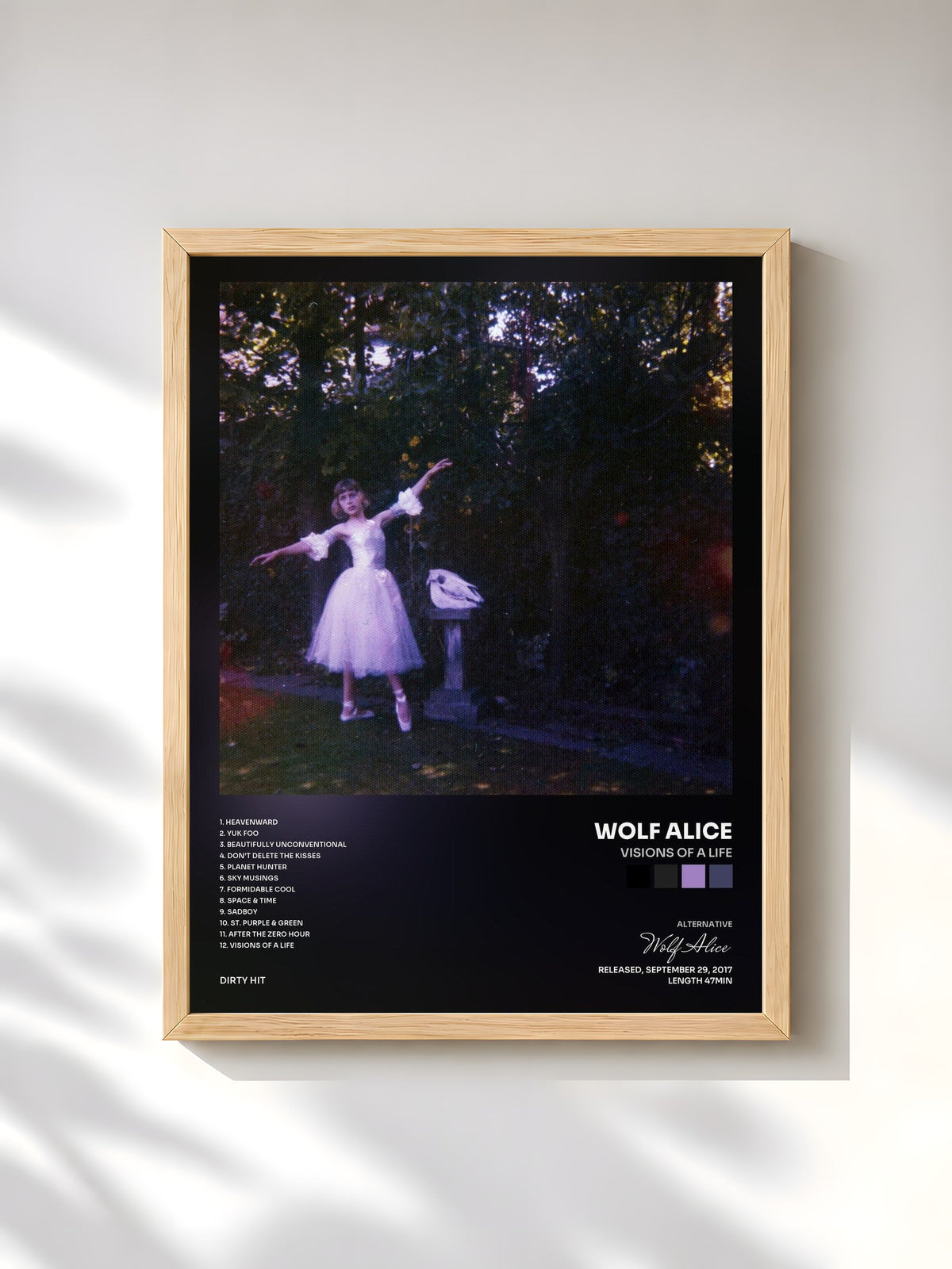#bois Tableau de l'album Visions Of A Life de Wolf Alice, cadre en bois brut, imprimé et encadré en France