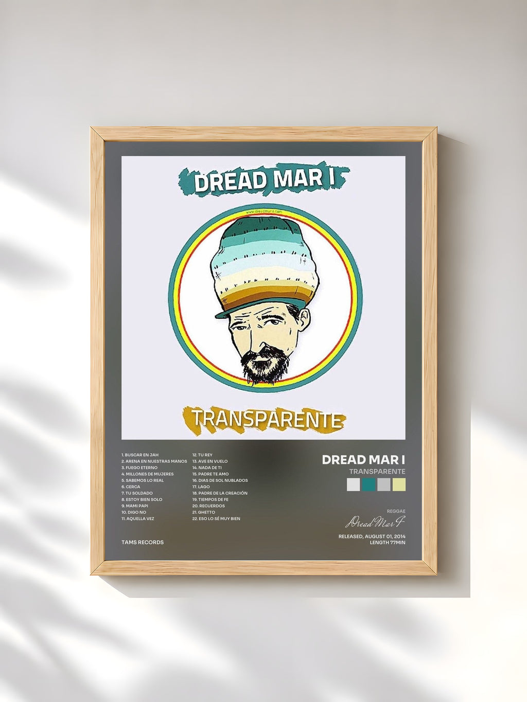 #bois Tableau de l'album Transparente de Dread Mar I, cadre en bois brut, imprimé et encadré en France