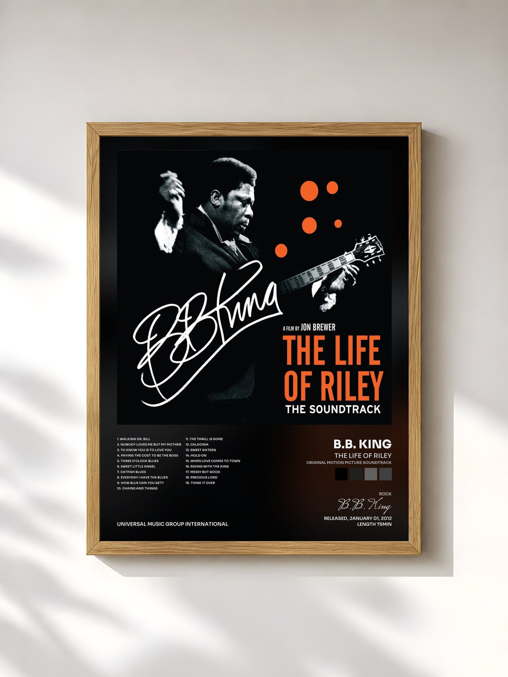 #bois Tableau de l'album The Life Of Riley (Original Motion Picture Soundtrack) de B.B. King, cadre en bois brut, imprimé et encadré en France