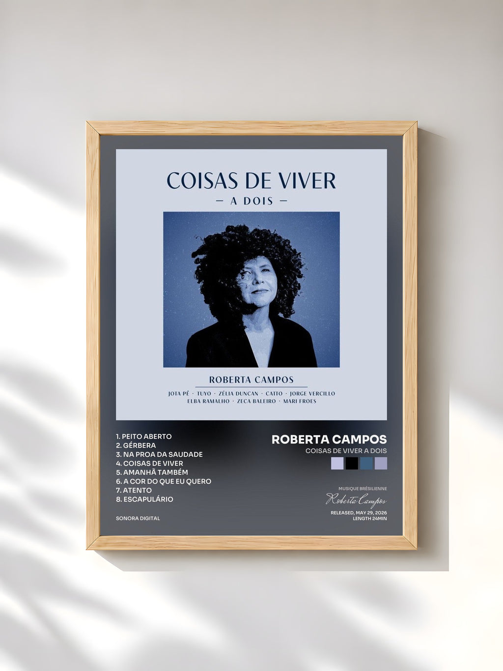 #bois Tableau de l'album Coisas de Viver a Dois de Roberta Campos, cadre en bois brut, imprimé et encadré en France