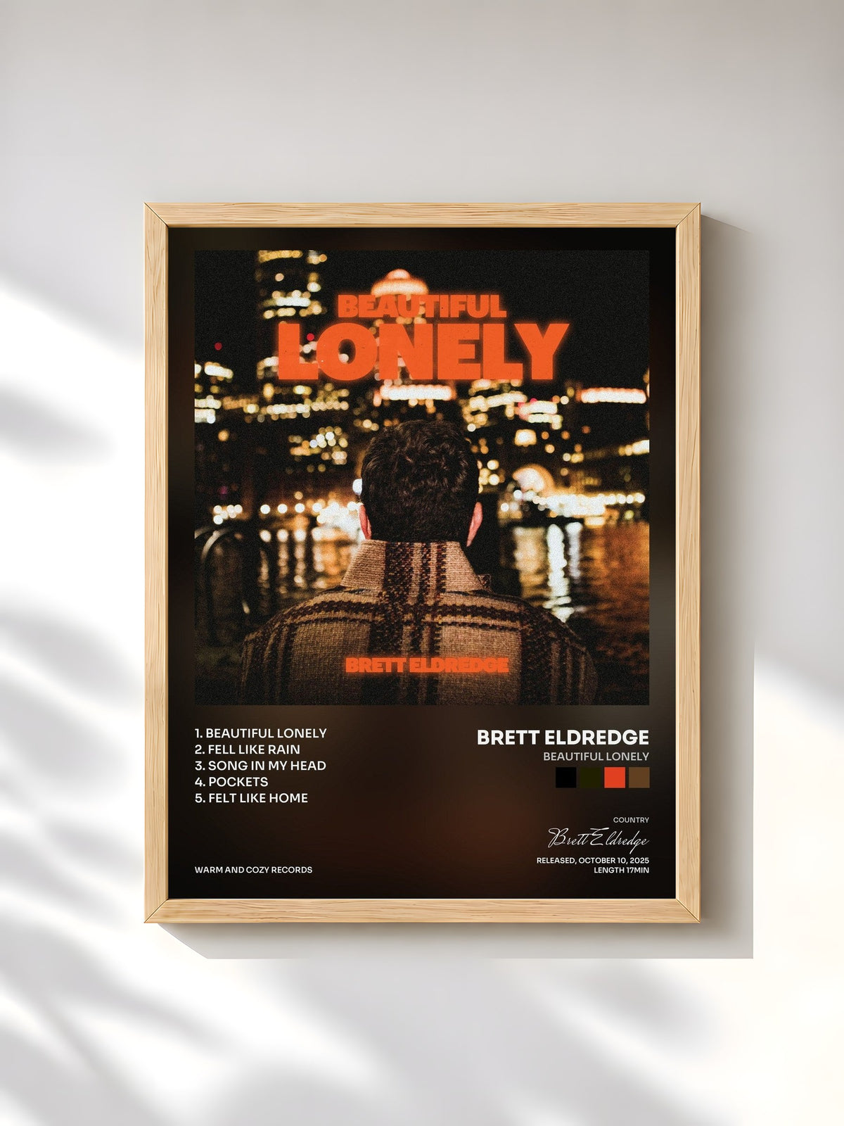 #bois Tableau de l'album Beautiful Lonely de Brett Eldredge, cadre en bois brut, imprimé et encadré en France