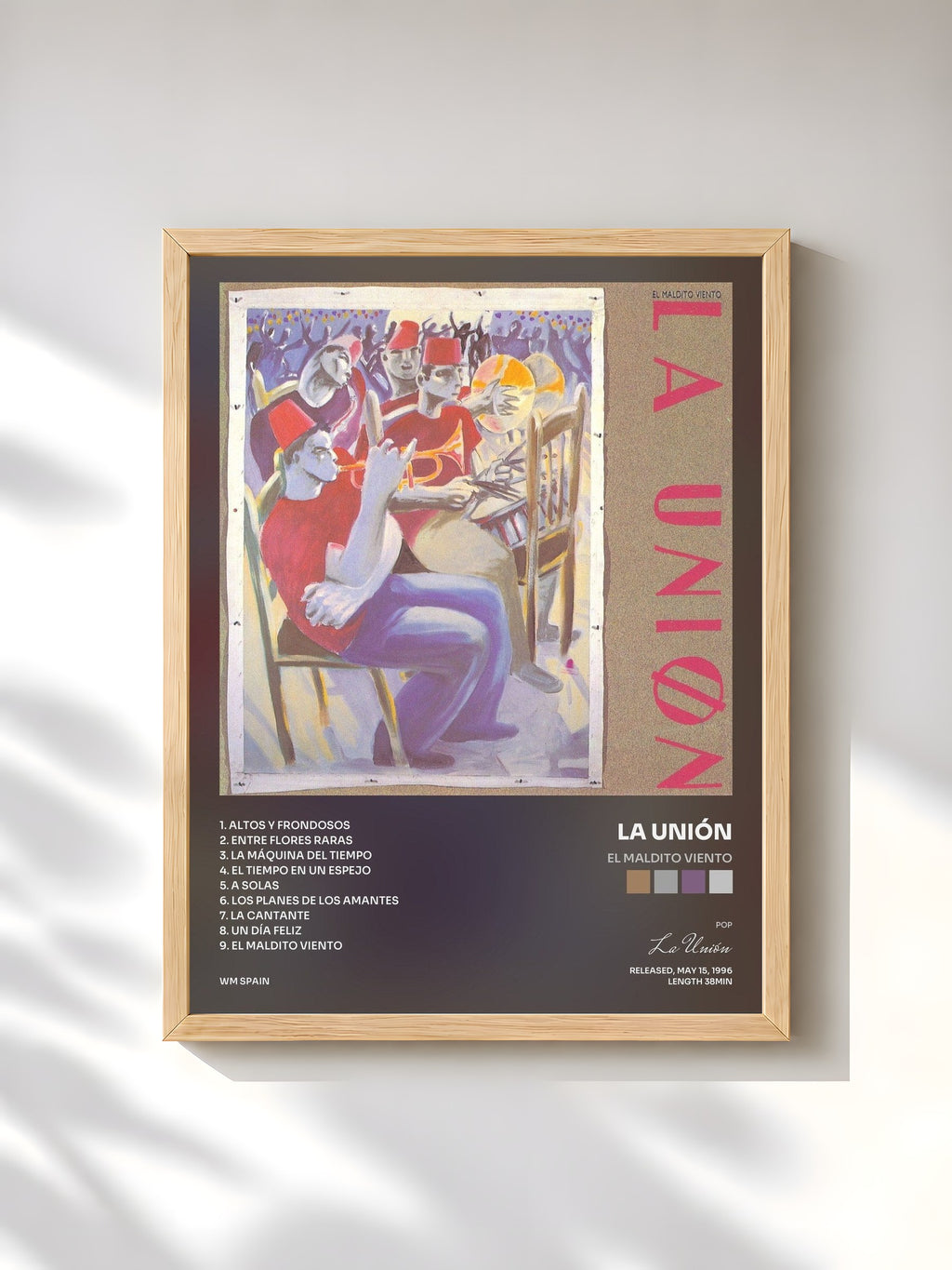 #bois Tableau de l'album El Maldito Viento de La Unión, cadre en bois brut, imprimé et encadré en France