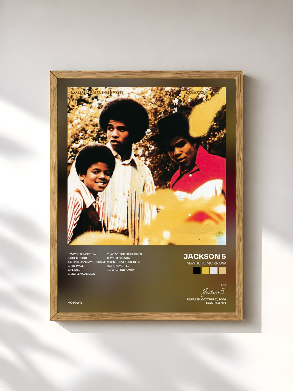 #bois Tableau de l'album Maybe Tomorrow de Jackson 5, cadre en bois brut, imprimé et encadré en France