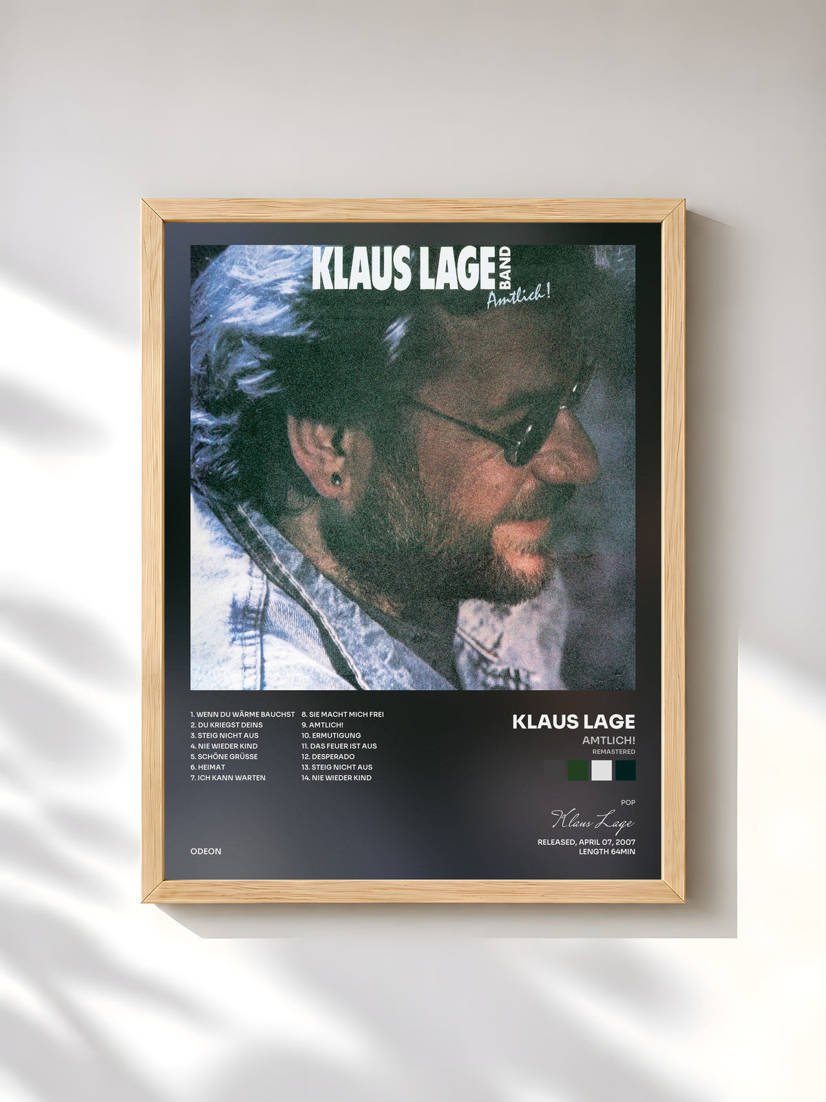 #bois Tableau de l'album Amtlich! (Remastered) de Klaus Lage, cadre en bois brut, imprimé et encadré en France