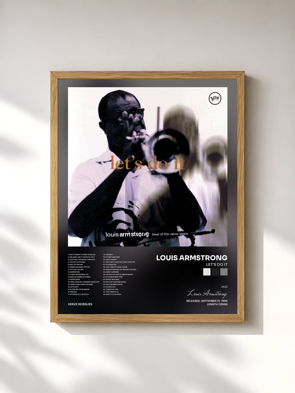 #bois Tableau de l'album Let's Do It de Louis Armstrong, cadre en bois brut, imprimé et encadré en France