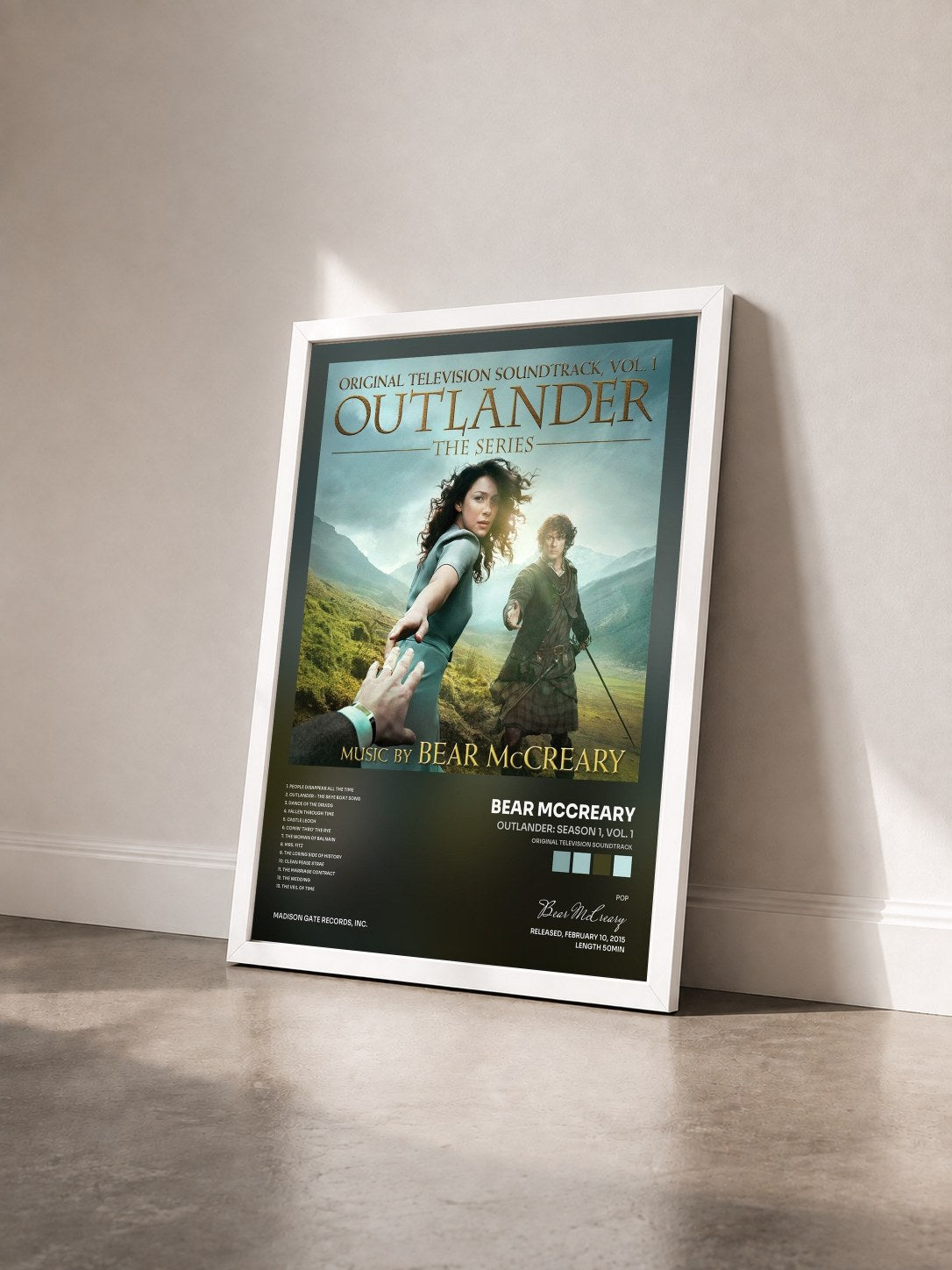 #blanc Tableau de l'album Outlander: Season 1, Vol. 1 (Original Television Soundtrack) de Bear McCreary vu de trois quarts, cadre blanc