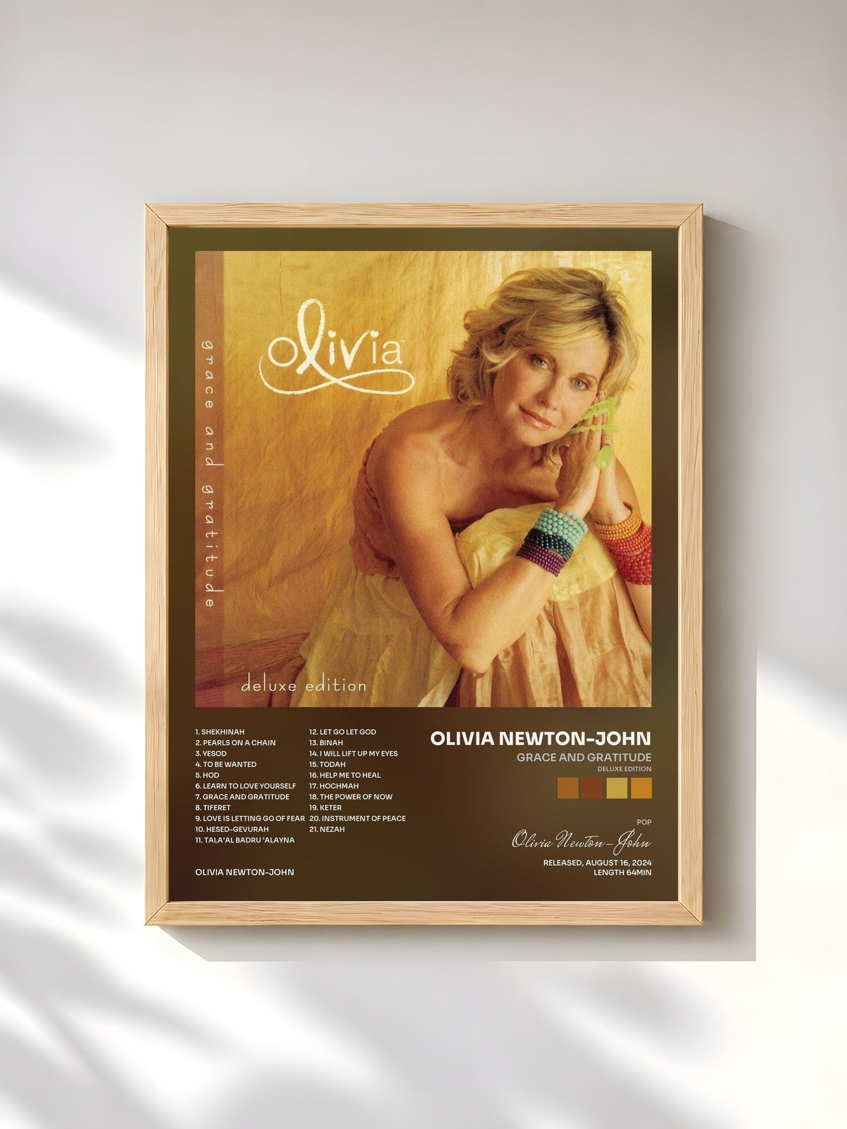 #bois Tableau de l'album Grace And Gratitude (Deluxe Edition) de Olivia Newton-John, cadre en bois brut, imprimé et encadré en France