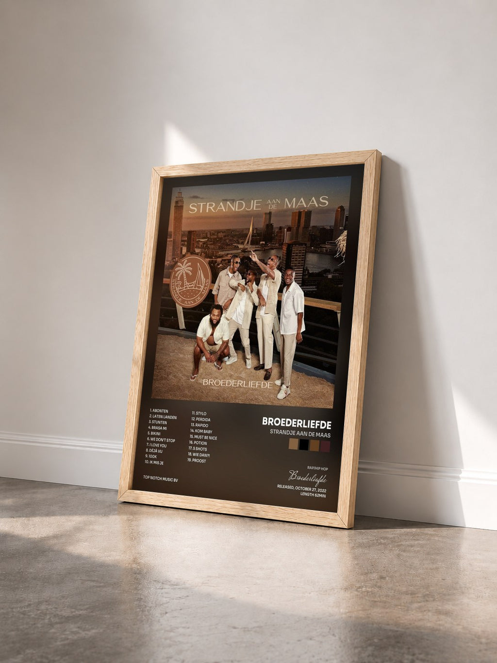 #bois Tableau de l'album Strandje Aan De Maas de Broederliefde vu de trois quarts, cadre en bois brut