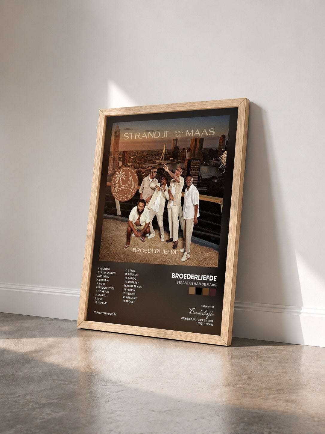 #bois Tableau de l'album Strandje Aan De Maas de Broederliefde vu de trois quarts, cadre en bois brut