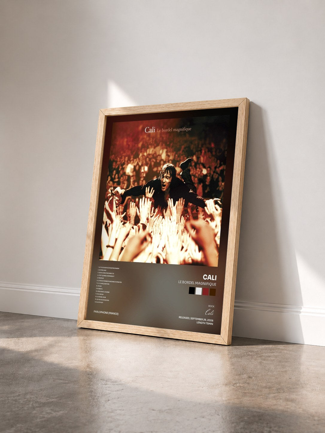 #bois Tableau de l'album Le Bordel Magnifique de Cali vu de trois quarts, cadre en bois brut