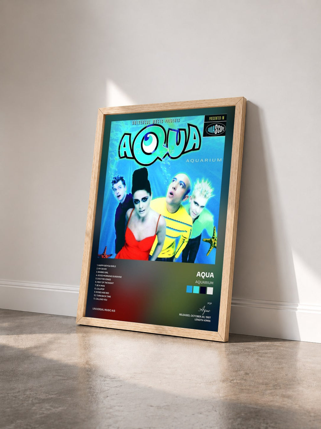 #bois Tableau de l'album Aquarium de Aqua vu de trois quarts, cadre en bois brut