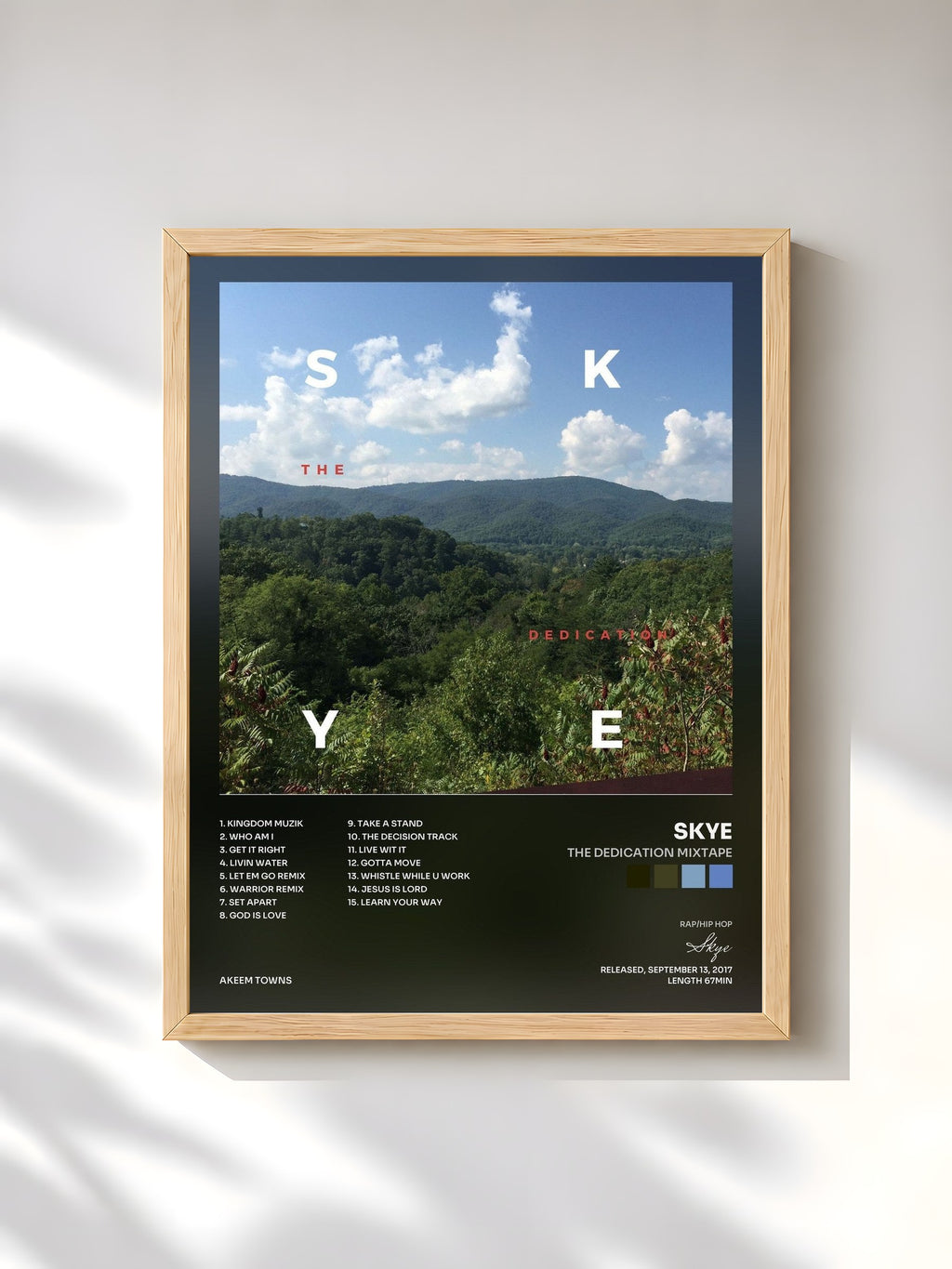 #bois Tableau de l'album The Dedication Mixtape de Skye, cadre en bois brut, imprimé et encadré en France