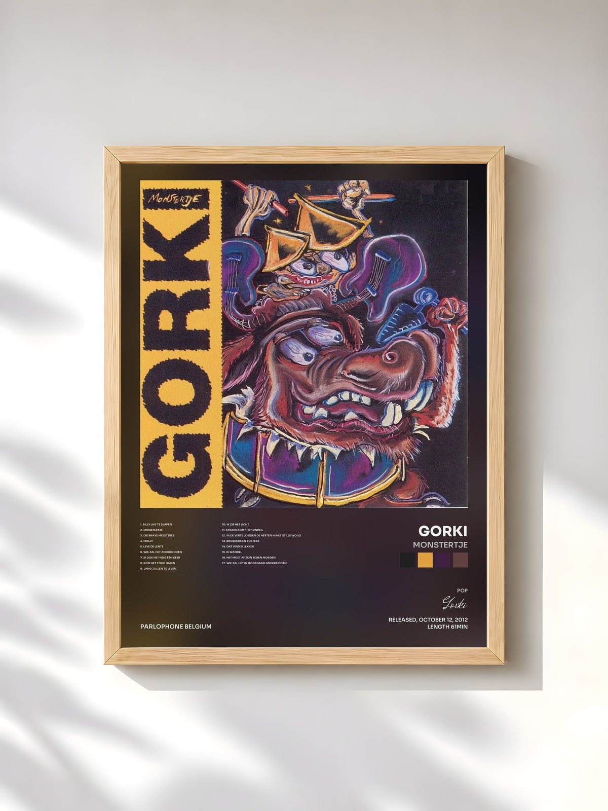 #bois Tableau de l'album Monstertje de Gorki, cadre en bois brut, imprimé et encadré en France