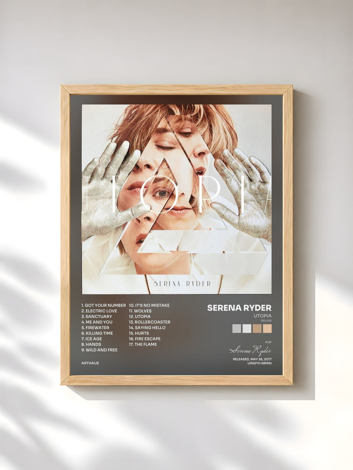 #bois Tableau de l'album Utopia (Deluxe) de Serena Ryder, cadre en bois brut, imprimé et encadré en France